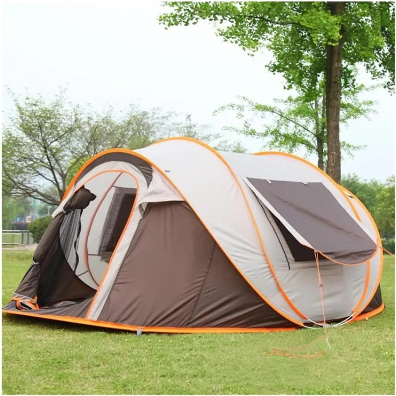 Tent 3-6 People Outdoor Fully Automatic Camping Tent Pop-up Tent Instant Setup Tent 4 Season Sun Shelter Family Outdoor Camping Lightweight (Color : Army Green 3-4p)