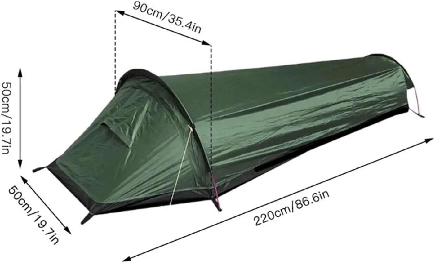 Tent Camping Single Person Tent Ultralight Compact Outdoor Sleeping Bag Tent Larger Space Sleeping Bag Cover Hiking Lightweight (Color : Green)
