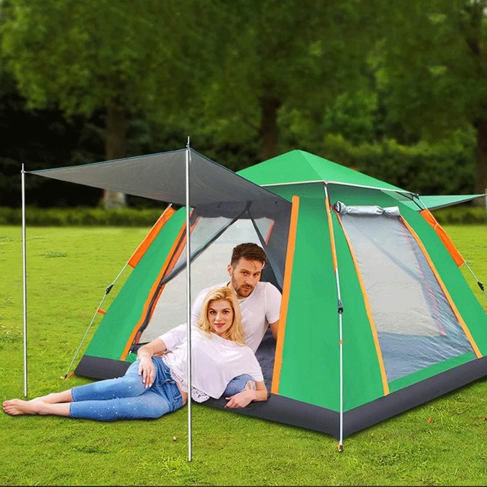 Tent Family Camping Tent Large Waterproof Pop Up Tents 5-8 Person Room Cabin Tent Instant Setup with Sun Shade Automatic Aluminum Pole (Color : Green) (Blue One Size)