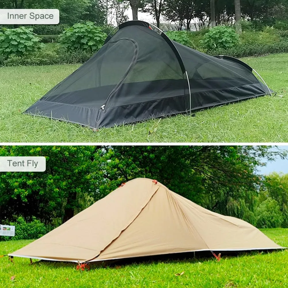 Tent Ultralight Outdoor Camping Tent Single Person Camping Tent Water Resistant Tent Aviation Aluminum Support Portabl