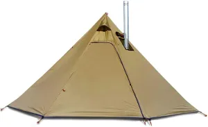 Tents Camping Tipi Tents with Stove Hole Windows, 4 Season Outdoor Camping Family Teepee Canvas Tent for 2-4 Person