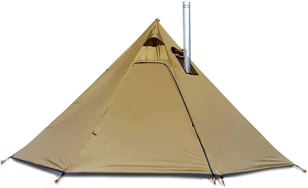 Tents Camping Tipi Tents with Stove Hole Windows, 4 Season Outdoor Camping Family Teepee Canvas Tent for 2-4 Person