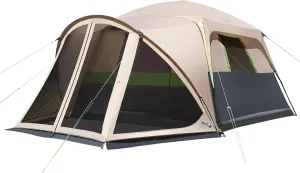 Tents for Camping 10 Person Camping Tent with Screen Porch, Weatherproof Large Cabin Tent with Rainfly and Carry Bag, Family Tent for Outdoor Camping and Backyard, Beige