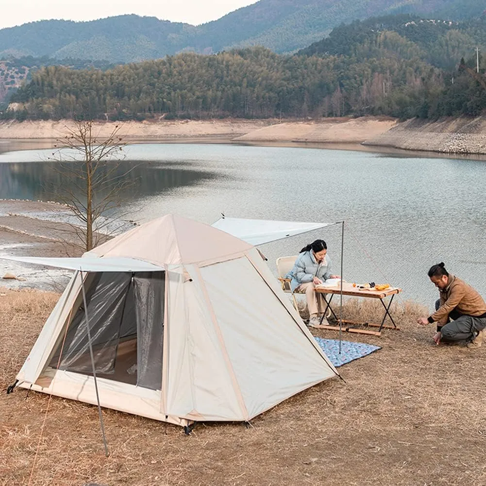 Tents for Camping with Porch, Automatic Pop Up Tents - 4 Season Free Standing Tent Ultralight Backpack Camping Tent for 3-4 Person Use, Quick Setup