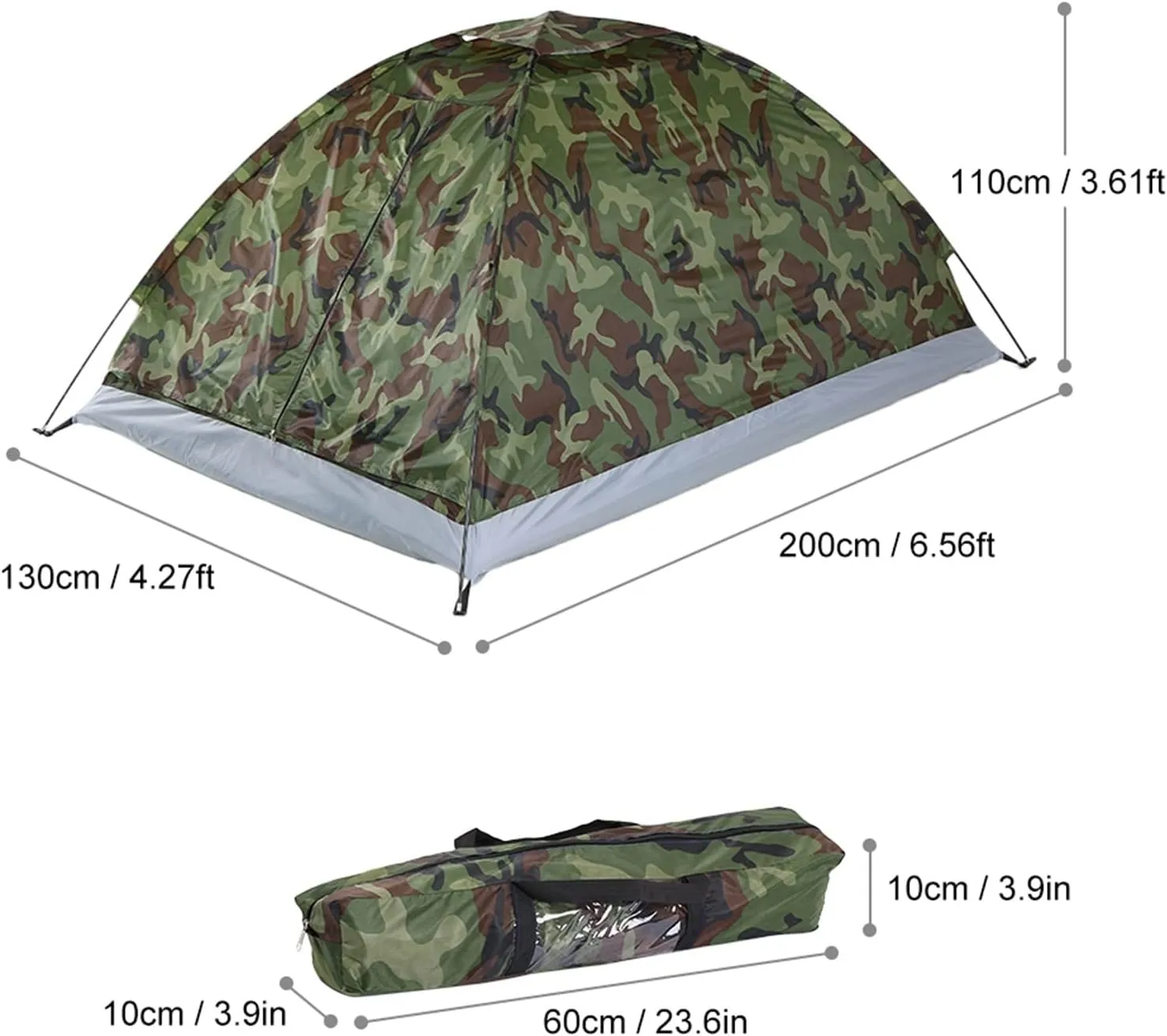 Tents Lightweight Camping Tent Outdoor 2 Person Single Layer 4 Season Tent Portable Travel Backpacking Fishing Tent with Handbag
