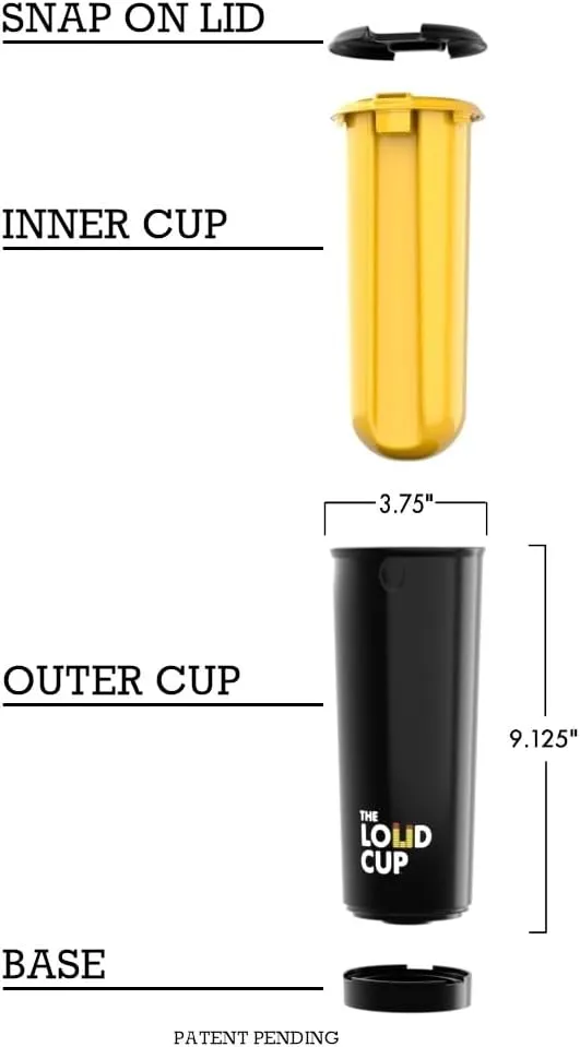 The LoudCup Tumbler   Stadium Horn - Insulated Cup Reusable Water Bottle Coffee Travel Mug - Worlds Loudest Cup for Game Day
