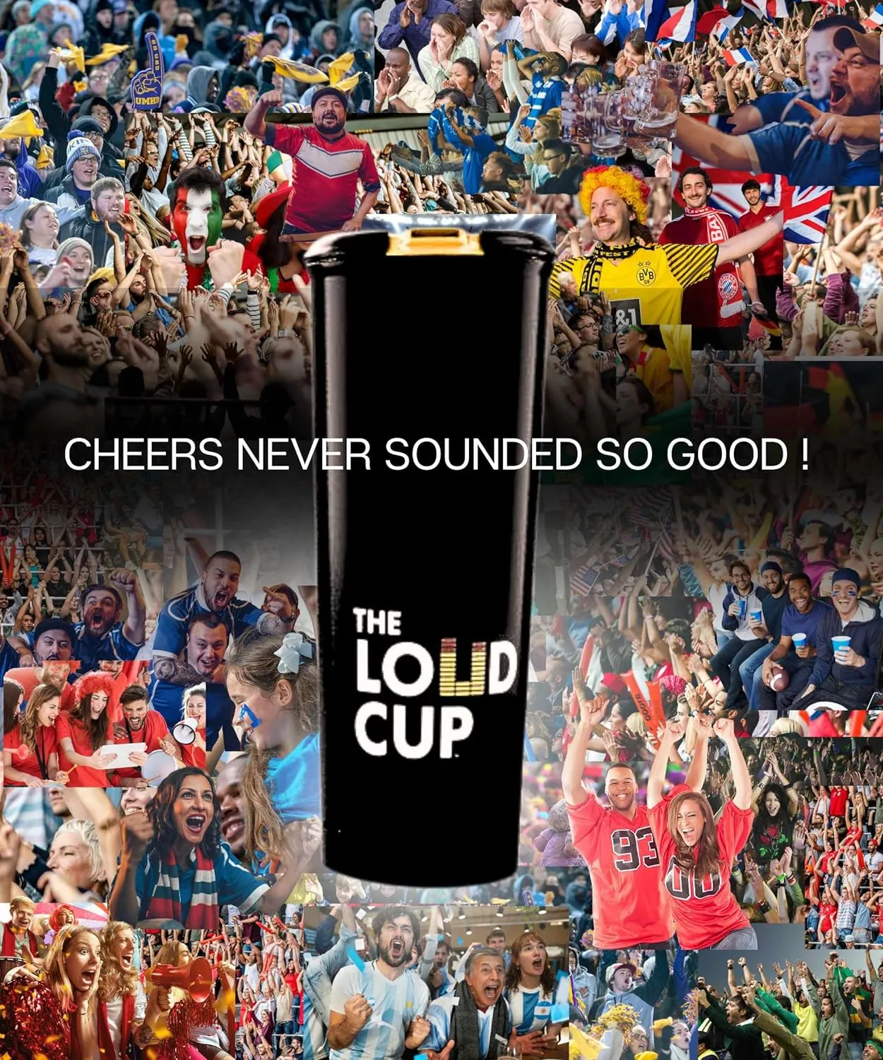 The LoudCup Tumbler   Stadium Horn - Insulated Cup Reusable Water Bottle Coffee Travel Mug - Worlds Loudest Cup for Game Day