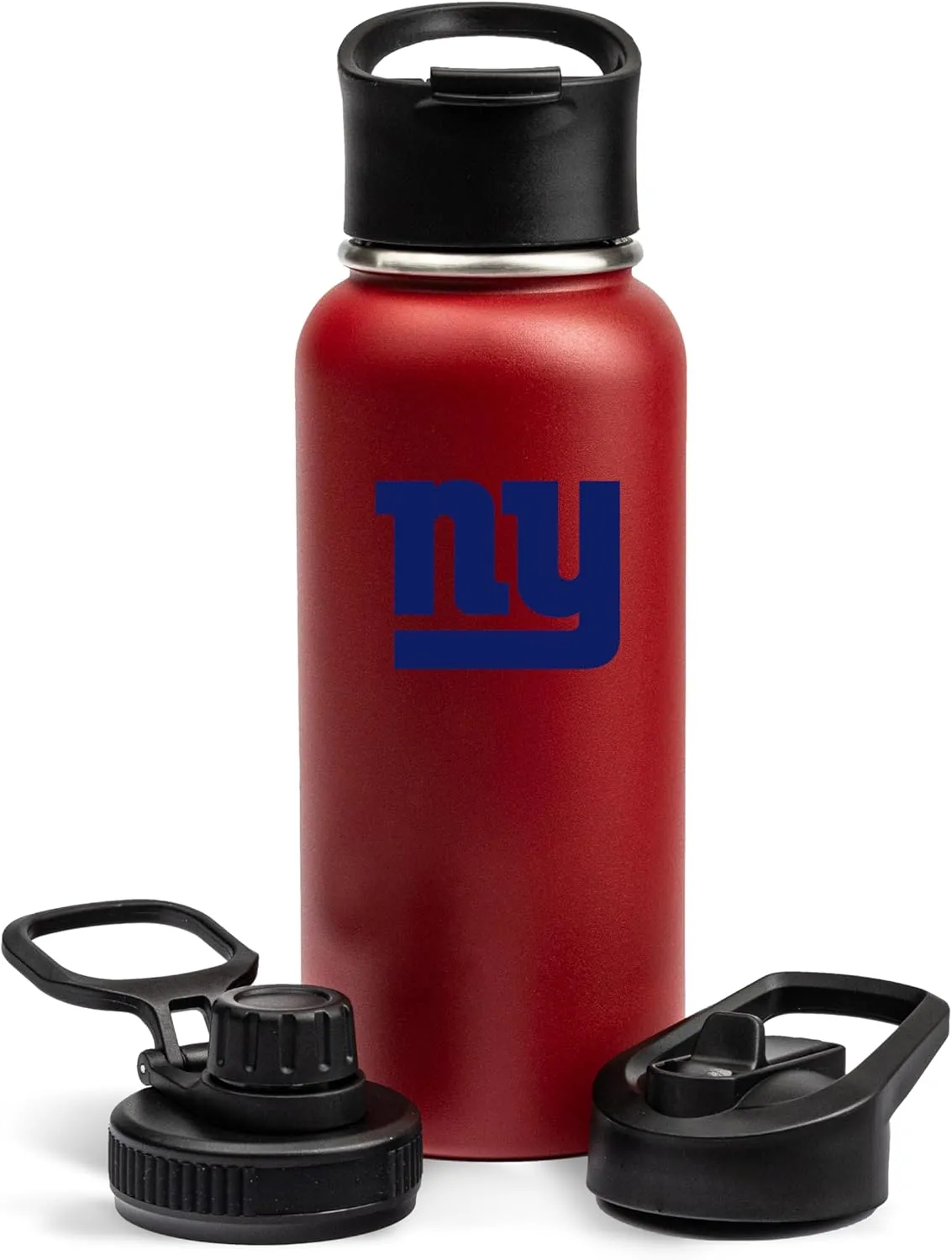 The Memory Company Officially Licensed NFL 32oz Stainless Steel Water Bottle - Double Wall Vacuum Insulated Sports Bottle, Leak-Proof 3-Lid Set, BPA-Free Hydration for Game Day & Everyday Use