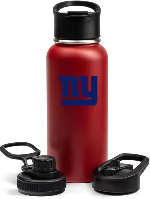 The Memory Company Officially Licensed NFL 32oz Stainless Steel Water Bottle - Double Wall Vacuum Insulated Sports Bottle, Leak-Proof 3-Lid Set, BPA-Free Hydration for Game Day & Everyday Use