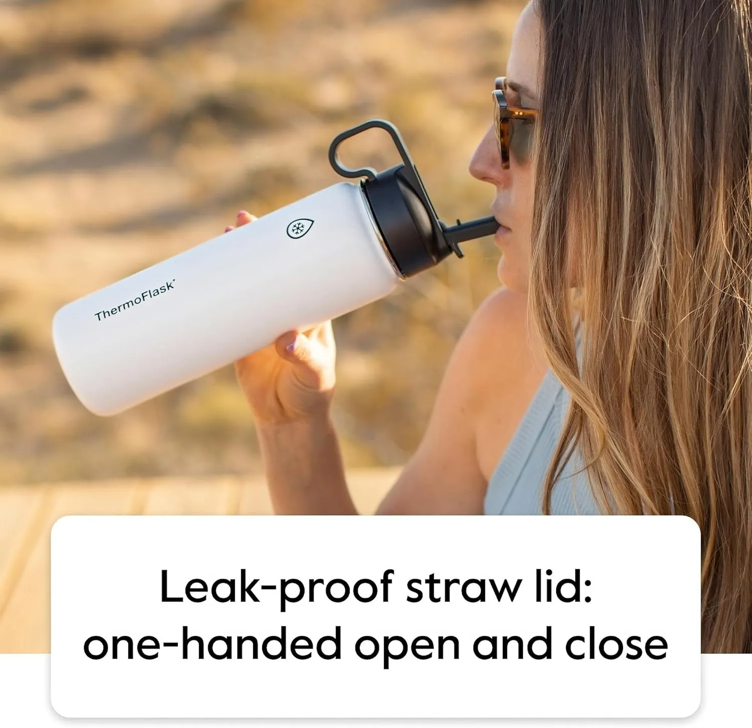 ThermoFlask Bottle with Chug Lid & Straw Lid - Insulated Stainless Steel Water Bottle with Leak-Proof Lids - Dishwasher-Safe Reusable Bottle & Lids - Durable Bottle, 2 Straws & 2 Lids - 24 oz, Plum