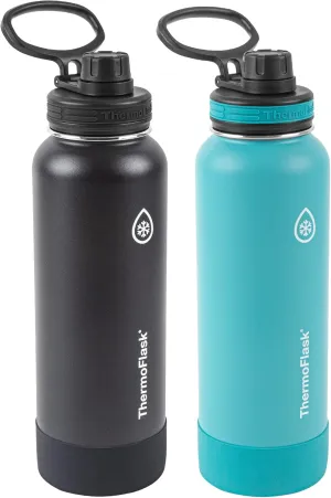 Thermoflask Double Wall Vacuum Insulated Stainless Steel Water Bottle (Onyx Black/Splash)