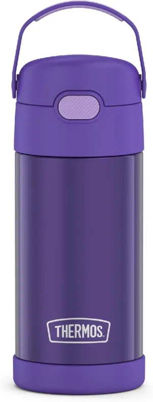 THERMOS FUNTAINER Water Bottle with Straw - 12 Ounce - Kids Stainless Steel Vacuum Insulated Water Bottle with Lid, Violet