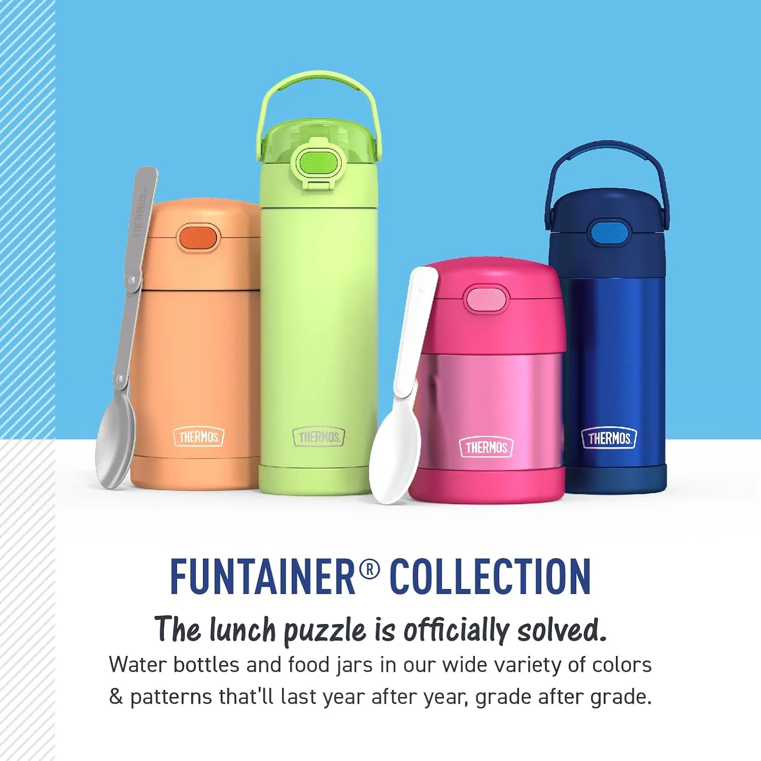 THERMOS FUNTAINER Water Bottle with Straw - 12 Ounce - Kids Stainless Steel Vacuum Insulated Water Bottle with Lid, Violet