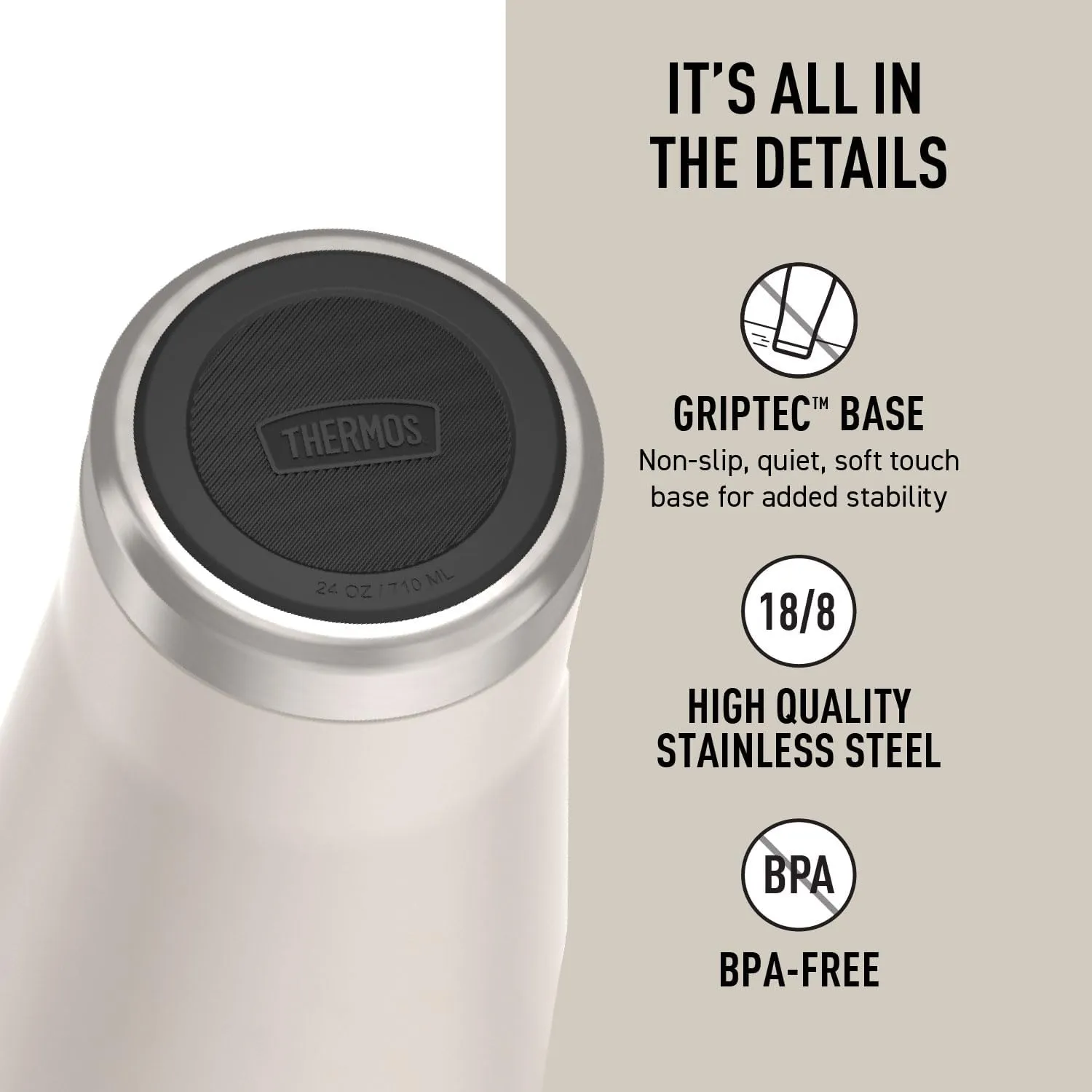 THERMOS ICON SERIES, Stainless Steel Cold Tumbler with Lid and Straw - 24 Ounce, Sandstone - Vacuum Insulated Tumbler