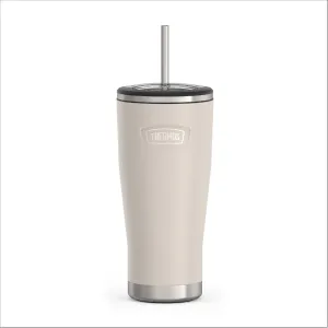 THERMOS ICON SERIES, Stainless Steel Cold Tumbler with Lid and Straw - 24 Ounce, Sandstone - Vacuum Insulated Tumbler