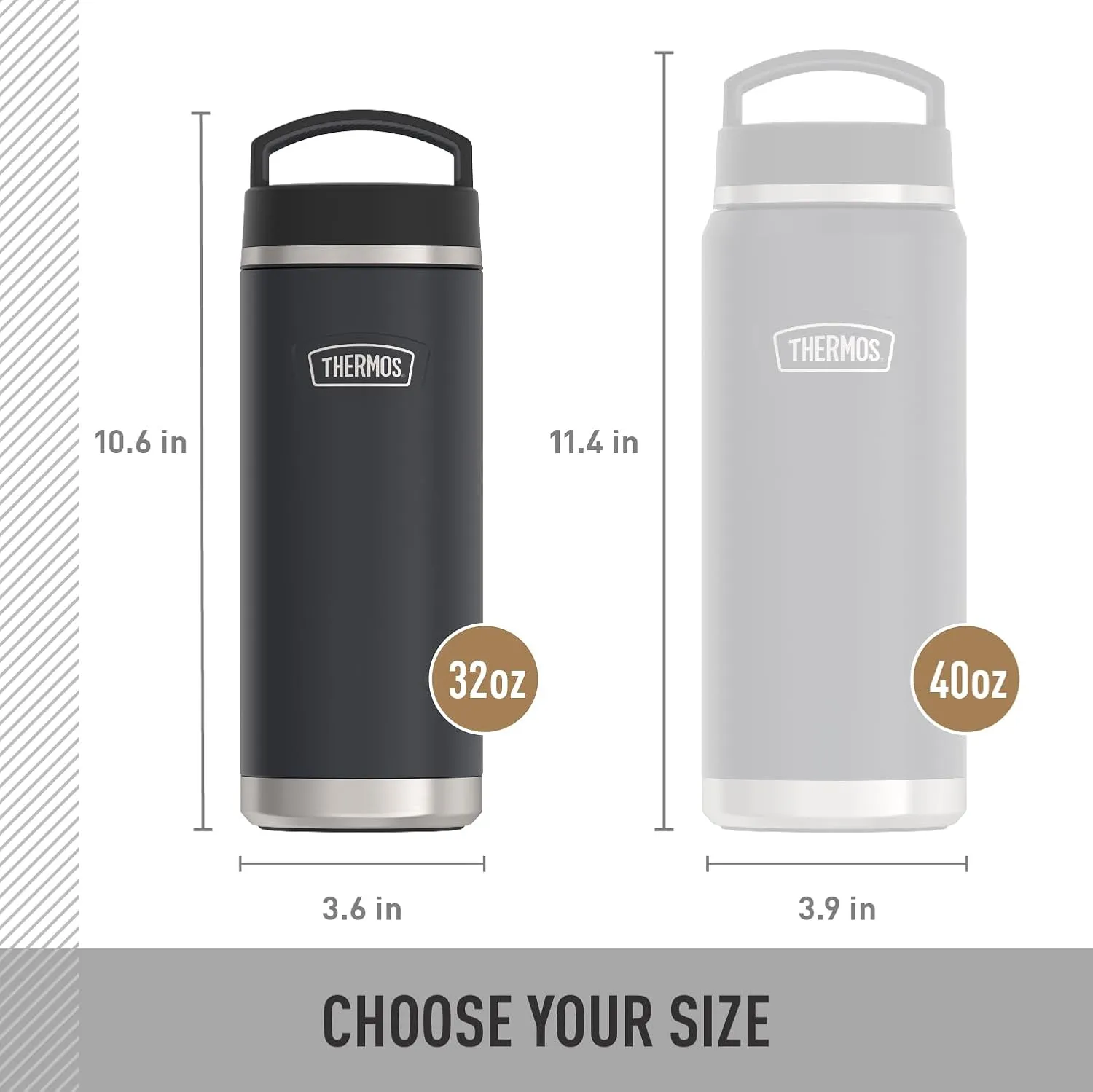 THERMOS ICON SERIES Stainless Steel Water Bottle with Screw Top Lid - 32 Ounce, Glacier - Vacuum Insulated Water Bottle with Lid