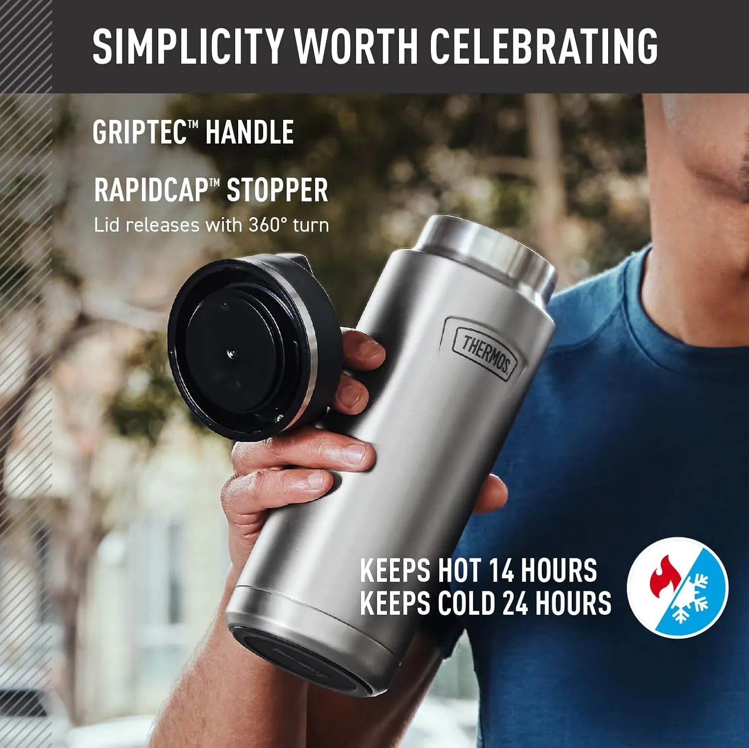 THERMOS ICON SERIES Stainless Steel Water Bottle with Screw Top Lid - 32 Ounce, Glacier - Vacuum Insulated Water Bottle with Lid