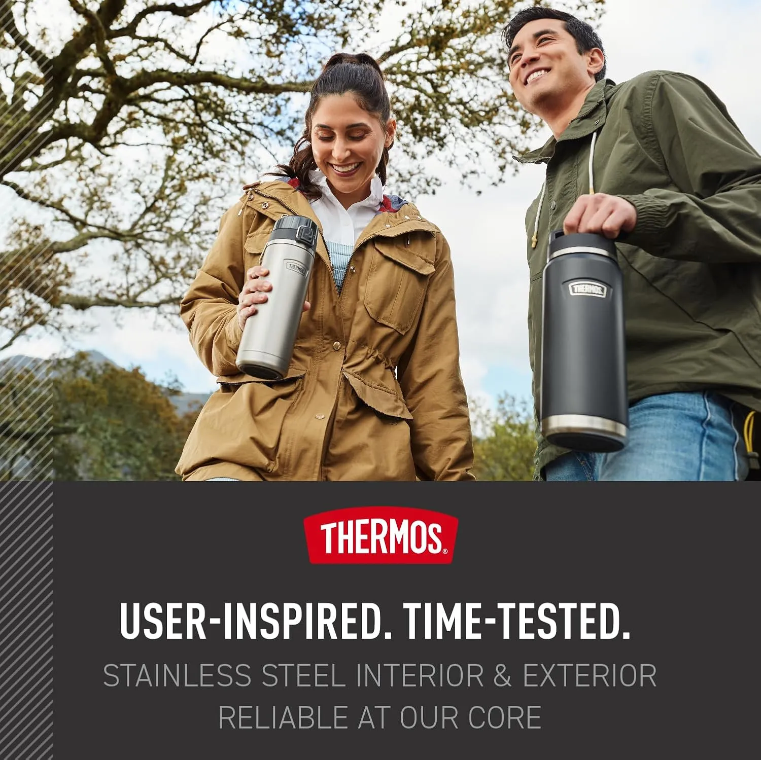 THERMOS ICON SERIES Stainless Steel Water Bottle with Spout - 24 Ounce, Saddle - Vacuum Insulated Water Bottle with Lid