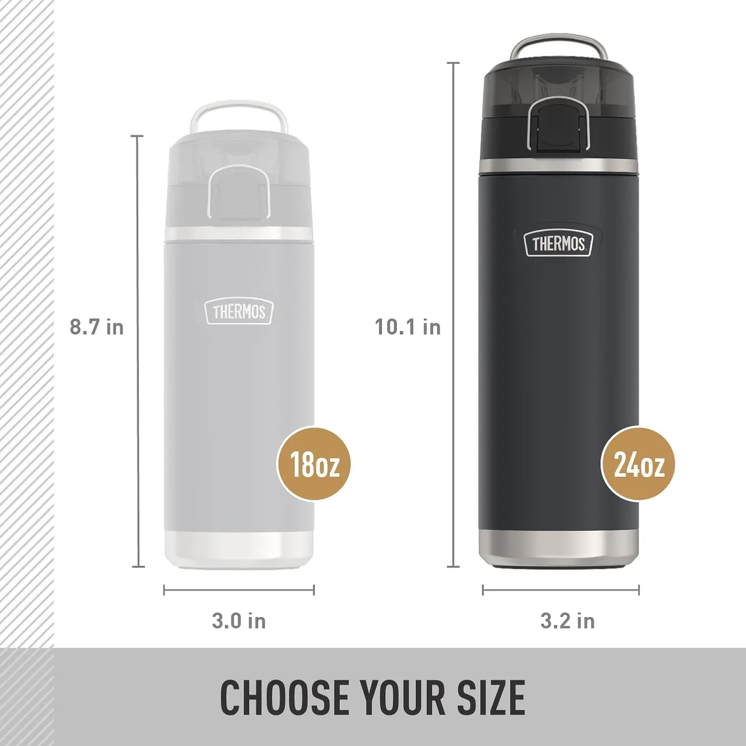 THERMOS ICON SERIES Stainless Steel Water Bottle with Spout - 24 Ounce, Saddle - Vacuum Insulated Water Bottle with Lid