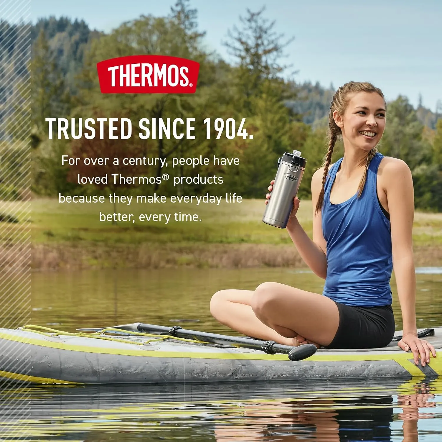 THERMOS ICON SERIES Stainless Steel Water Bottle with Spout - 24 Ounce, Saddle - Vacuum Insulated Water Bottle with Lid