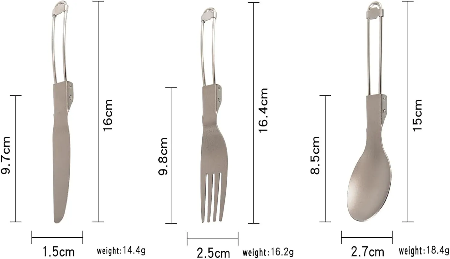 Titanium Cutlery Camping Folding Spoon Spork Fork Knife Outdoor Portable Tableware Set Travel Lightweight Flatware (Spoon Fork Knife Set) RT001T