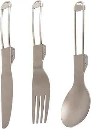 Titanium Cutlery Camping Folding Spoon Spork Fork Knife Outdoor Portable Tableware Set Travel Lightweight Flatware (Spoon Fork Knife Set) RT001T