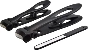 Toenail Clippers for Thick Nails for Men and Women, Especially for Seniors, Toenails and Fingernail Clippers Set, with 15mm Wide Jaw Opening Ultra Sharp Curved Blade, Stainless Steel, Black