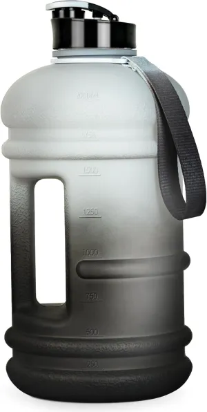 TOOFEEL 2 Liter Water Bottles - Half Gallon Water Bottle BPA Free - Ideal for Gym, Big Water Jug, Reusable Sports Bottle with Measurements Marked Drink Container - 2.2L 74oz White Black Water Jugs