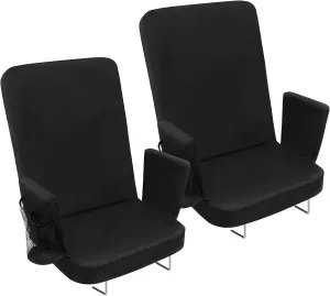 TOPSKY Stadium Seat with High Back Support, 26.2”Height, 19.1”Width (Seat 17.7”), Wide Bleacher Seats with 2 Hook, Picnic Seat，XY-CR-693-W43H (2, Black)