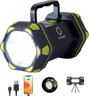Torch Light High Power Long Distance Rechargeable Flashlight, 8 Modes Handheld Spotlight for Camping, Waterproof, Emergency Light for Outdoor, USB Cable Included with Tripod