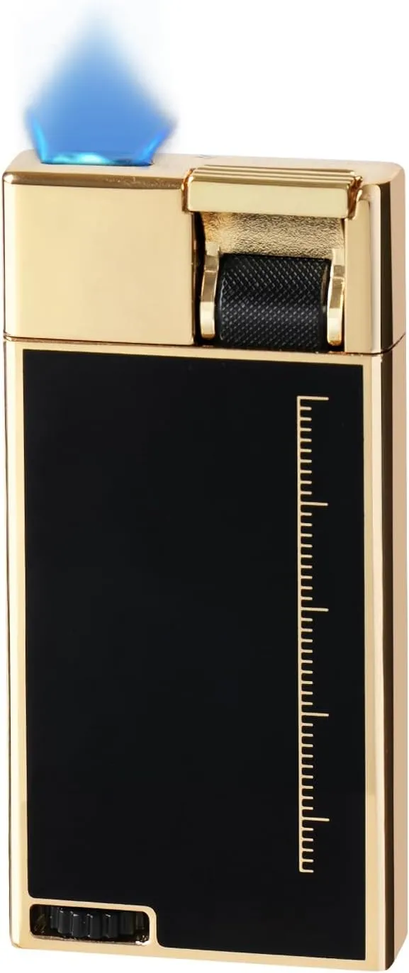 Torch Lighter, Cool Butane Torch Lighter, Flat Jet Flame Refillable Butane Lighters, Unique Slim Pocket Lighter with Visible Window, Windproof Adjustable Fancy Lighters, Novelty Gifts for Men