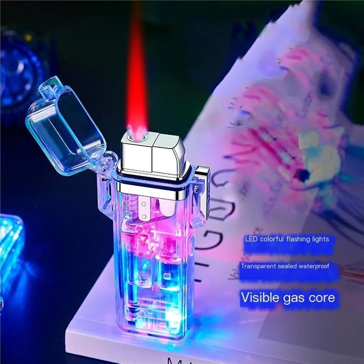 Torch Lighter, Windproof Lighter, Waterproof Lighter, refillable Butane Gas Lighter, Adjustable Flame Size, Suitable for Outdoor, Candle, Camping(A)