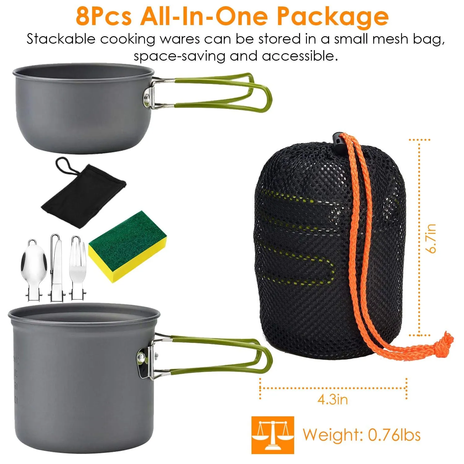 TrailFire™ 8-Piece Outdoor Cooking Set – Lightweight Anodized Aluminum Kit