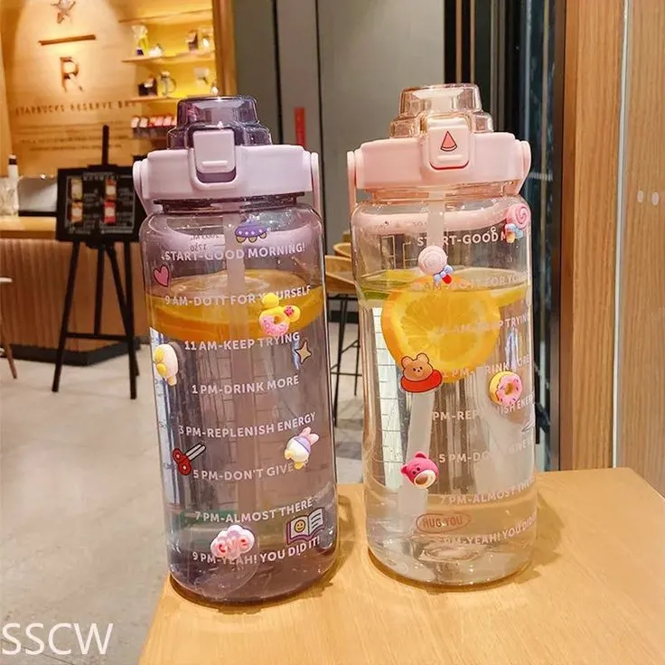 Transparent 2L Sipper Bottle | Large Capacity & Leak-Proof | Imported Water Bottle for Hydration On-the-Go