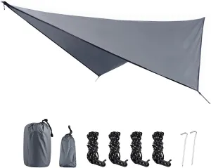 TRIWONDER Camping Tarp Cover Waterproof Rain Fly Tent Ground Cloth Footprint Hammock Shelter for Outdoor Hiking Picnic Beach (Grey Accessories)