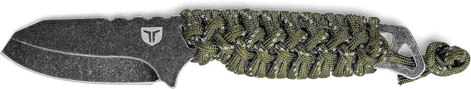 TRUE Nekkid 2.4” Sheepsfoot Fixed Blade Knife, Thin, Lightweight Knife with Paracord Wrap and Full-Tang Construction for Durability,Black