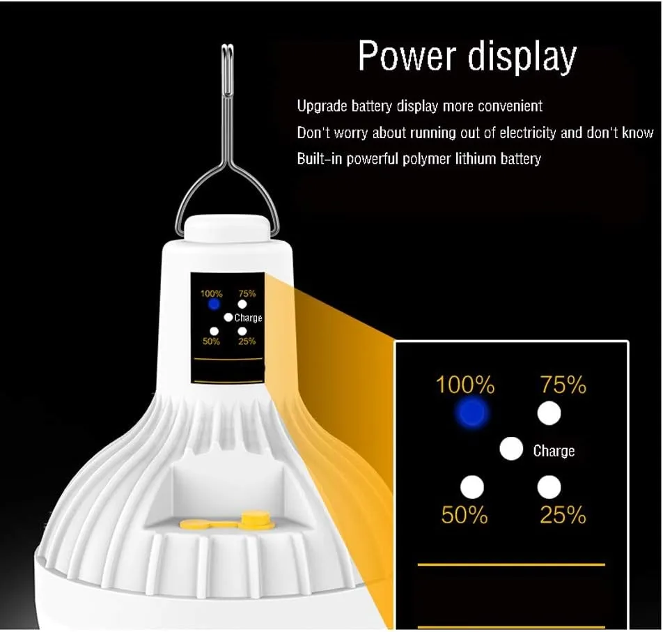 TXTC Emergency Charging Bulb Portable LED Light Bulb USB Hanging Rechargeable Light Outdoor Camping Light for Camping/Patio/Garden/BBQ (Size : 200W)