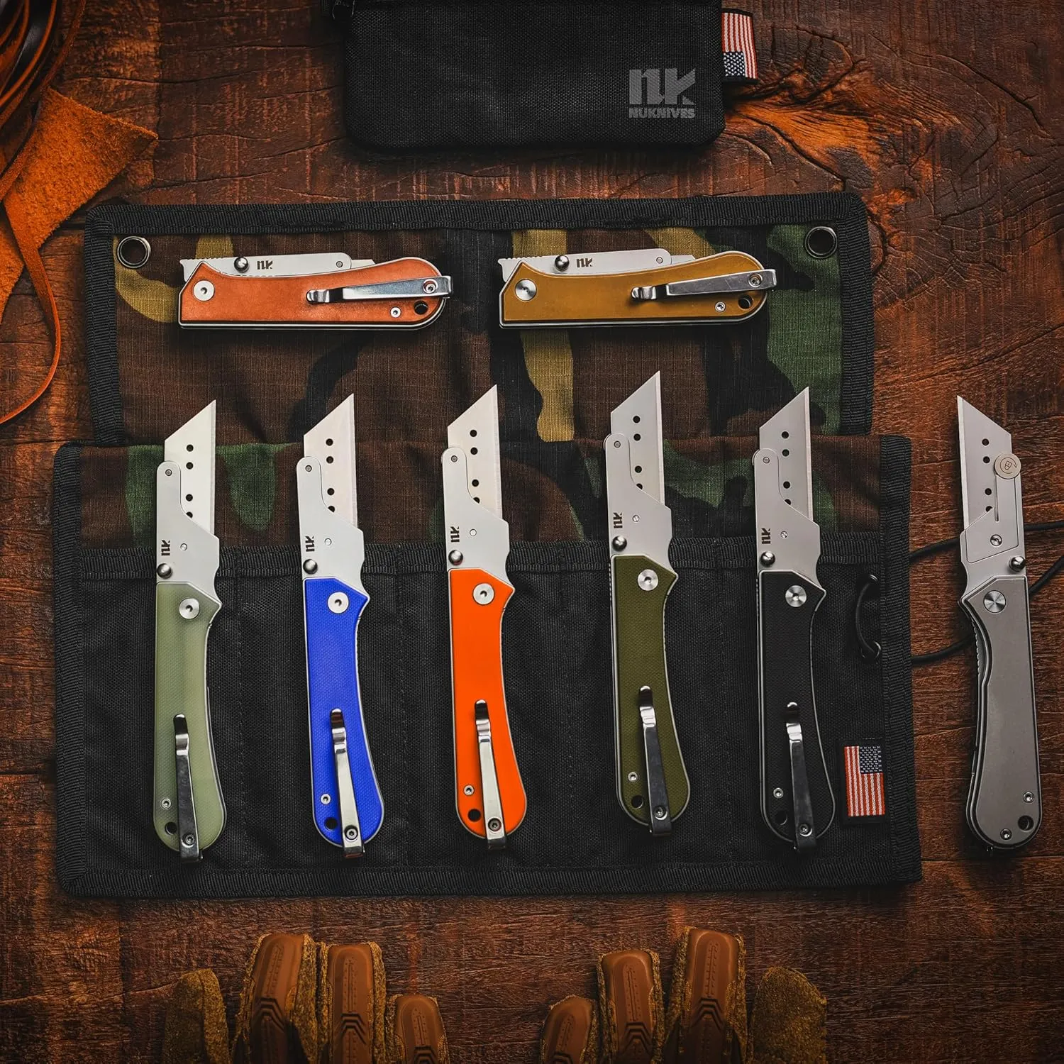 U23 Kumpanter Folding Utility Knife - Versatile EDC Knife with Quick-Release Blade, Compact Foldable Pocket Utility Knives - G10 Black
