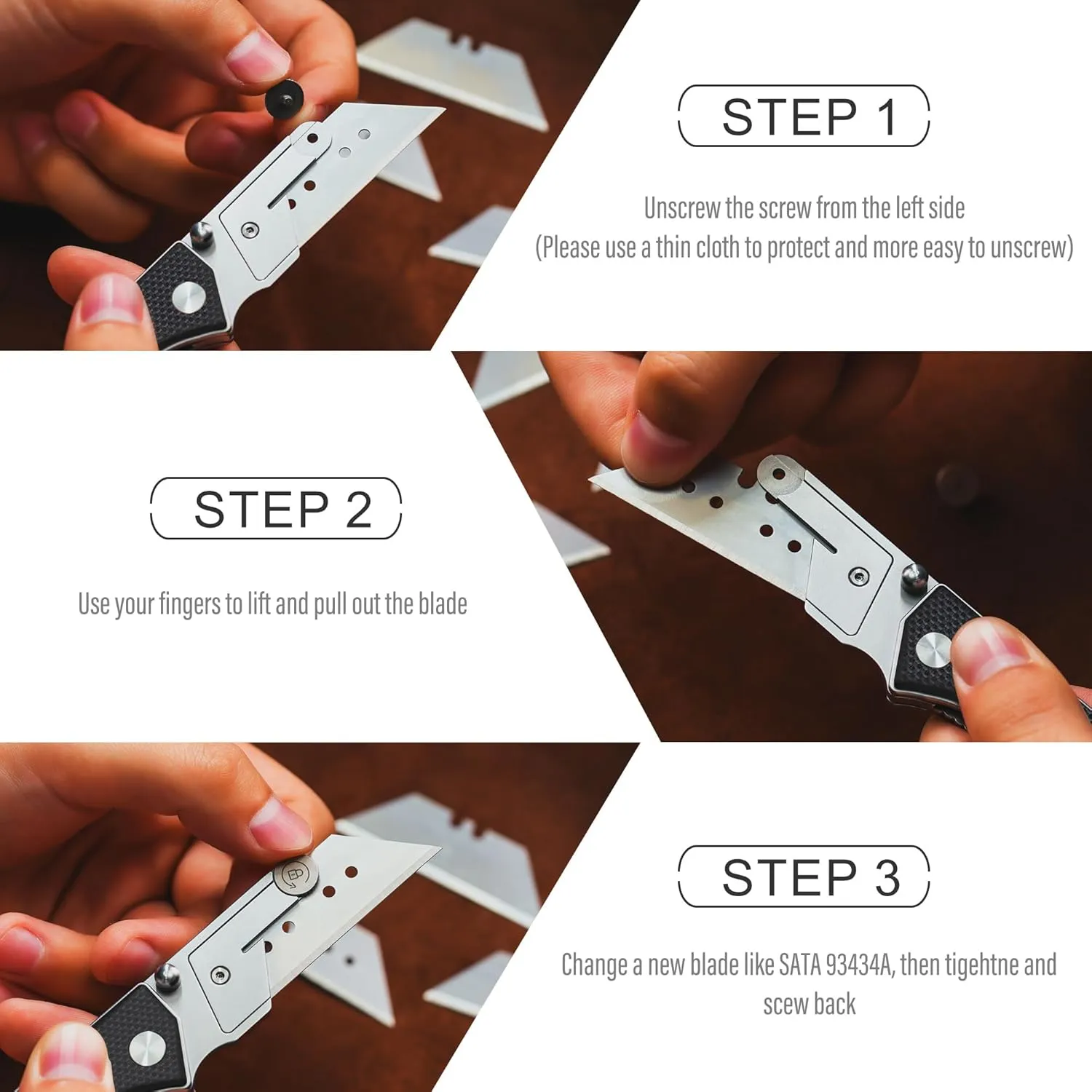 U23 Kumpanter Folding Utility Knife - Versatile EDC Knife with Quick-Release Blade, Compact Foldable Pocket Utility Knives - G10 Black