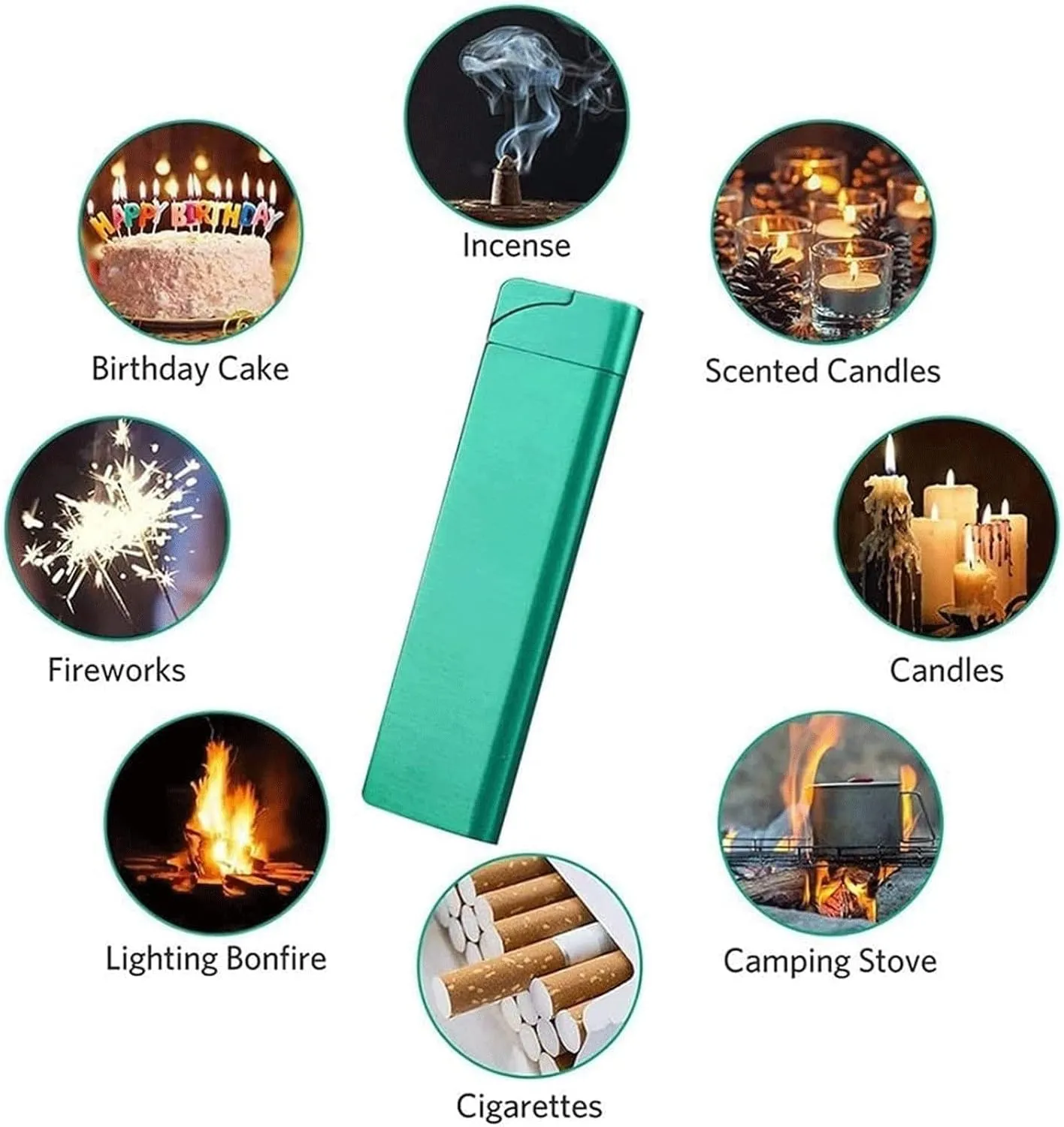 Ultra-Thin Refillable Butane Lighter Windproof Metal Refillable Adjustable Flame Size Lighter Men Accessory Gift (Gas Not Included)(C)