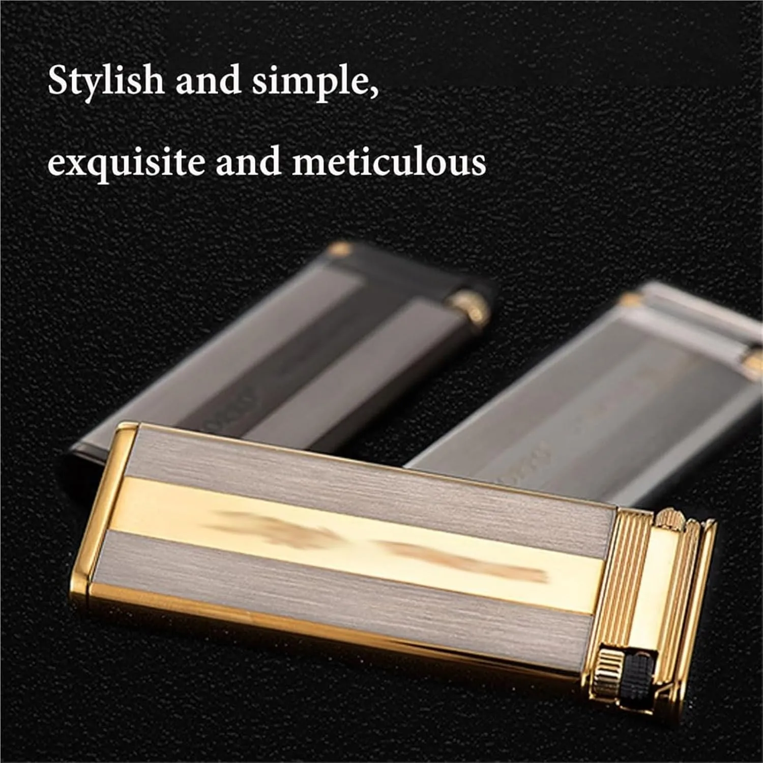 Ultra-Thin Windproof Metal Lighter, Adjustable Size at The Bottom, Inflatable, Reusable, Suitable for Camping Trips, Camping stoves, Outdoor Bonfires, etc.(Gold 2)