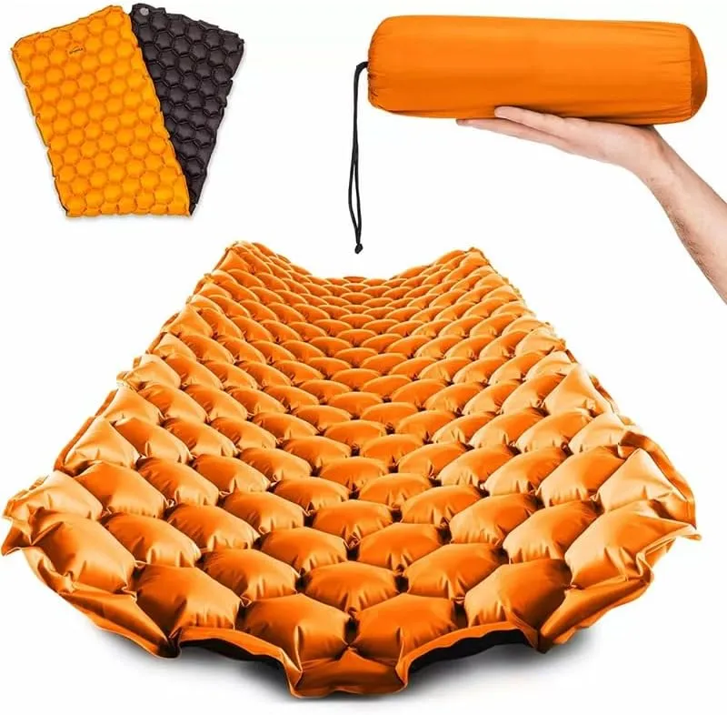 Ultralight Inflatable Camping Sleeping Pad - Camping Mattress for Backpacking, Hiking, Compact Lightweight Air Pad for Camping, Inflation Hand Pump Bag/Repair Kit Included