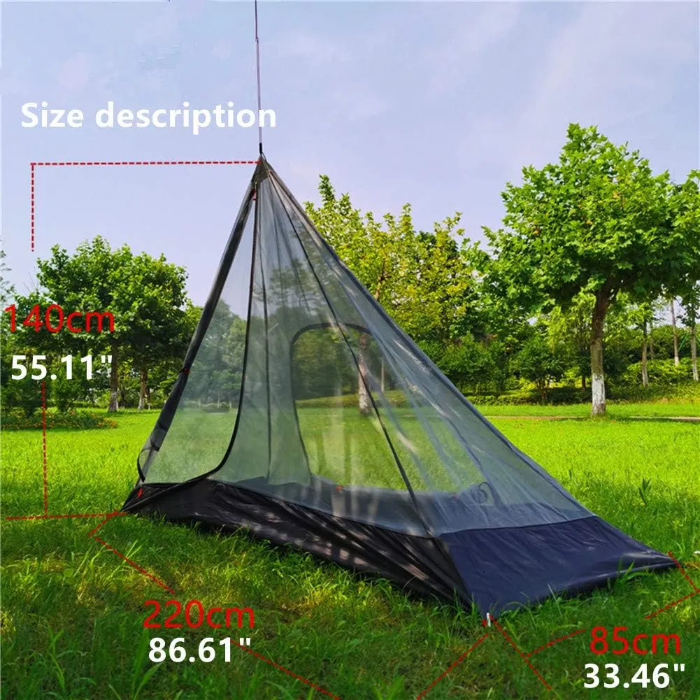 Ultralight Mesh Teepee Tent One Person Trekking Pole Tent, Ultralight Backpacking Tent