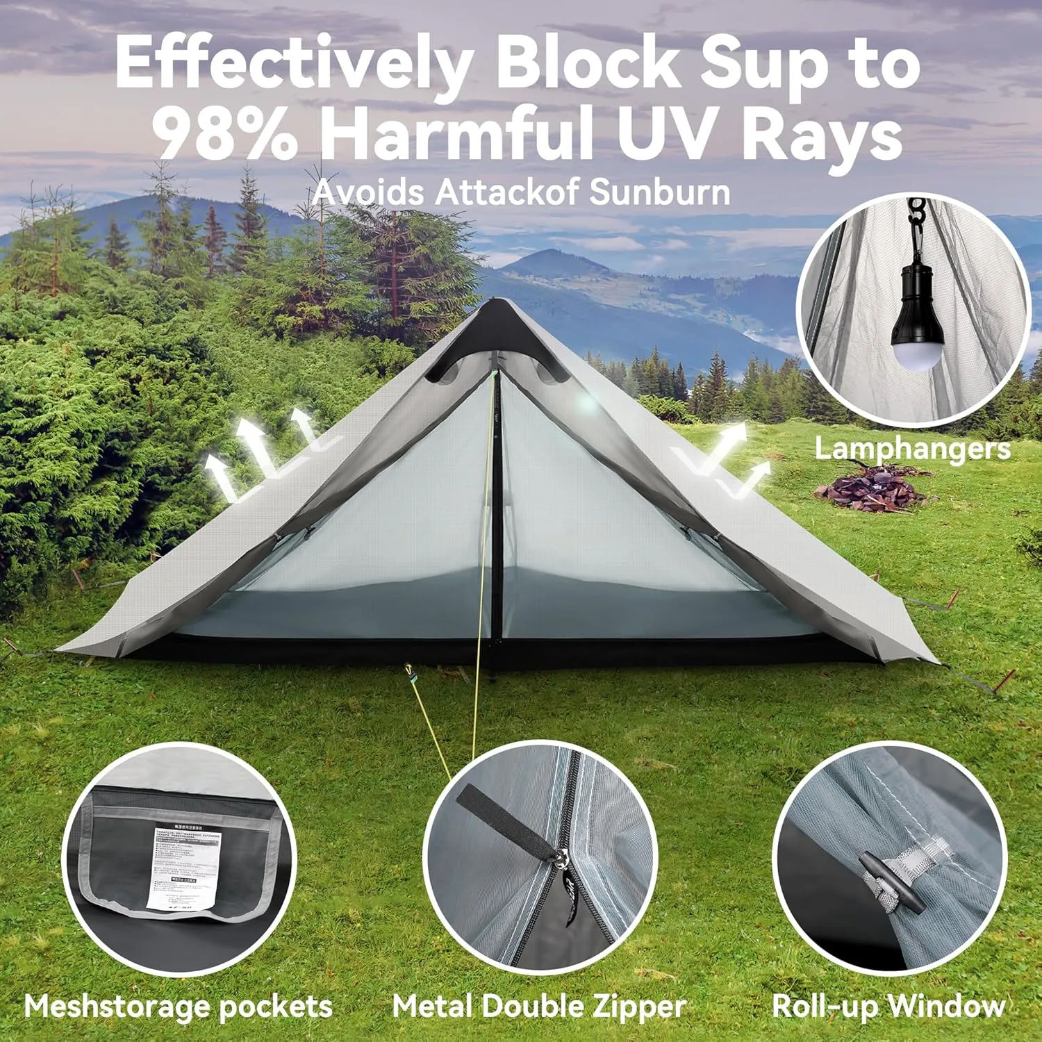 Ultralight Tent 3-Season Backpacking Tent 1 Person/2 Person Camping Tent, Outdoor Lightweight LanShan Camping Tent Shelter, Perfect for Camping, Trekking, Climbing, Hiking