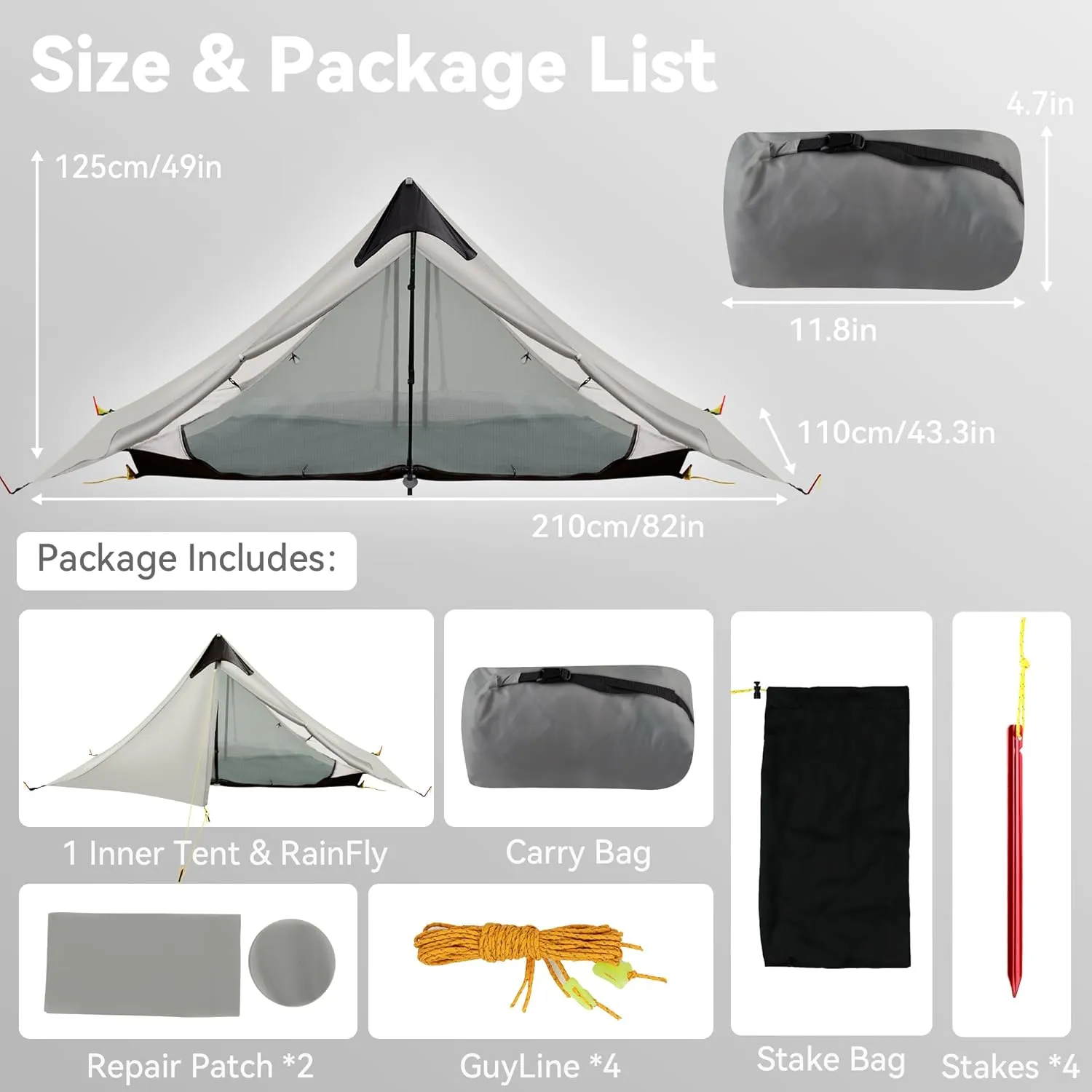 Ultralight Tent 3-Season Backpacking Tent 1 Person/2 Person Camping Tent, Outdoor Lightweight LanShan Camping Tent Shelter, Perfect for Camping, Trekking, Climbing, Hiking