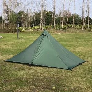 Ultralight Trekking Pole Backpacking Tent, Waterproof Pyramid Single Camping Tent, Windproof 1 Person Shelter With Support Poles For Backpacking Hiking Trekking(Grass Green)