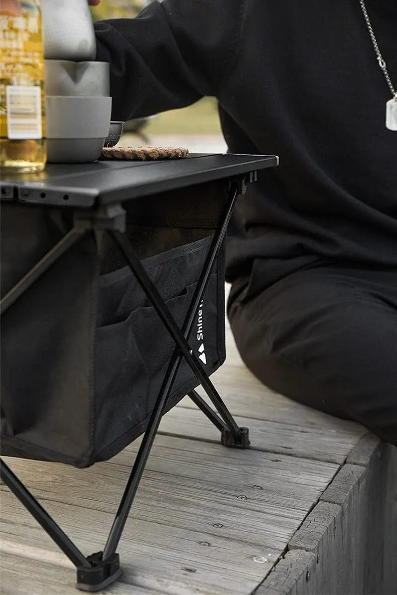 UNISTRENGH Portable Camping Table with Carrying Bag Lightweight Aluminum Alloy Foldable Tabletop for Outdoor Hunting Cooking Picnic BBQ (Small-16.14''L x13.78''W x11.81''H, Black with Storage Bag)
