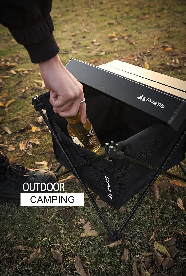 UNISTRENGH Portable Camping Table with Carrying Bag Lightweight Aluminum Alloy Foldable Tabletop for Outdoor Hunting Cooking Picnic BBQ (Small-16.14''L x13.78''W x11.81''H, Black with Storage Bag)