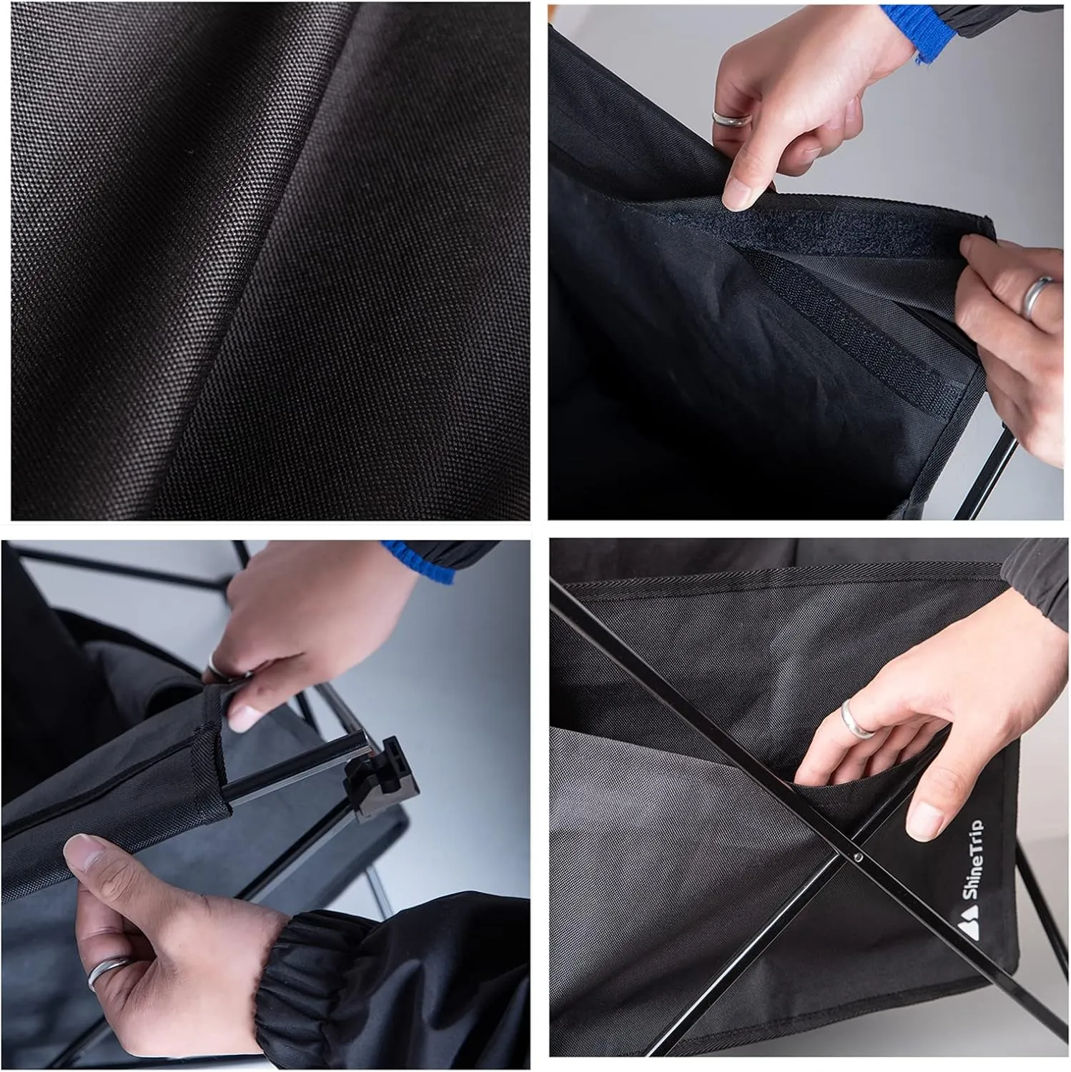 UNISTRENGH Portable Camping Table with Carrying Bag Lightweight Aluminum Alloy Foldable Tabletop for Outdoor Hunting Cooking Picnic BBQ (Small-16.14''L x13.78''W x11.81''H, Black with Storage Bag)