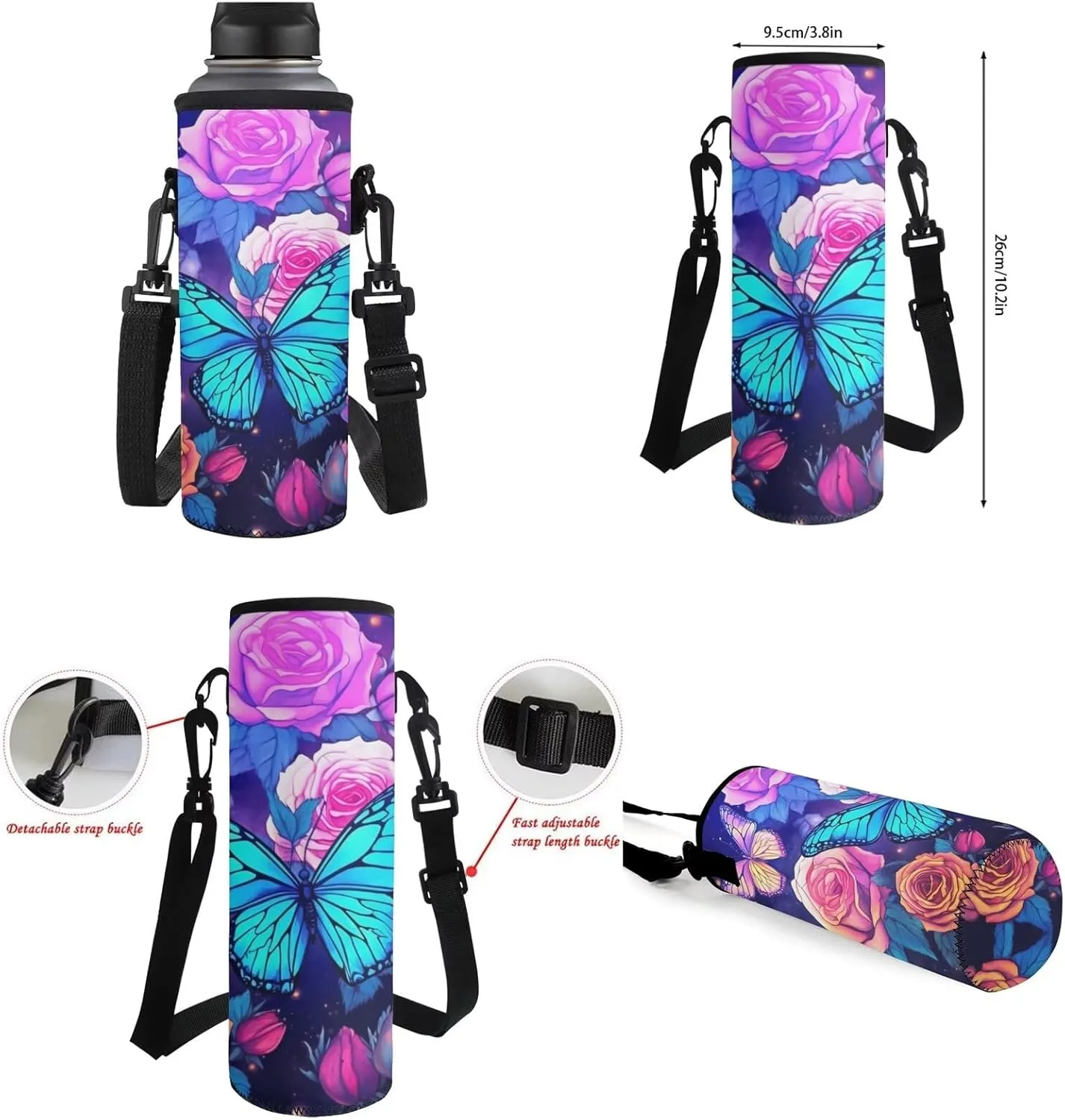 Upetstory 4 IN 1 Butterfly Backpack Kids Backpacks for Girls Lunch Bags 6-8 10-12 14-16 Girly Teen School Bag for Elementary Kindergarten Preschool Bookbag Back to School Gifts Pencil Case